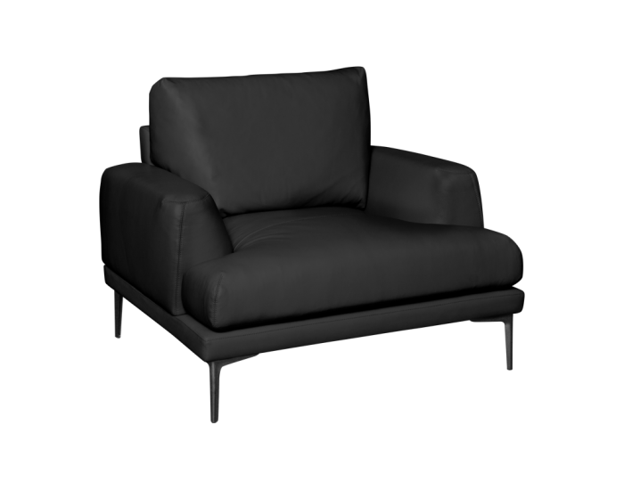 Кожен фотьойл Sonata Grasten lux, Черен,  Дърво и Метал