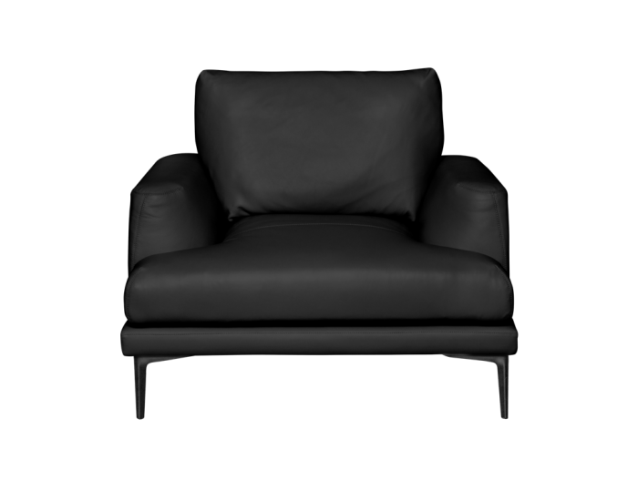 Кожен фотьойл Sonata Grasten lux, Черен,  Дърво и Метал