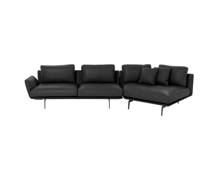 Кожен ъглов диван Sonata GRAM LUX, Черен