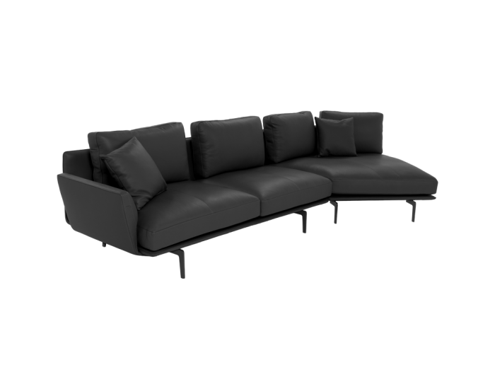 Кожен ъглов диван Sonata GRAM LUX, Черен