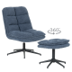 Кресло с табуретка Sonata JANET, Синьо, Функция за въртене на 360°