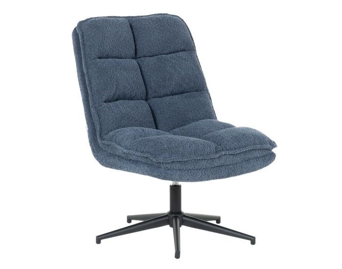 Кресло с табуретка Sonata JANET, Синьо, Функция за въртене на 360°