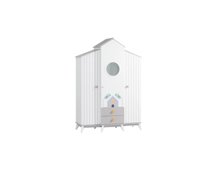 Трикрилен детски гардероб BIRD HOUSE