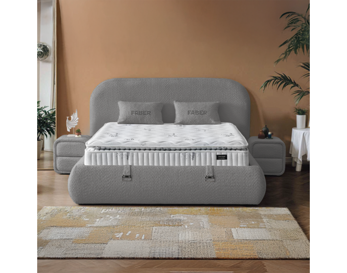 Тапицирана спалня с матрак FABER 160 х 200 - антрацит AN