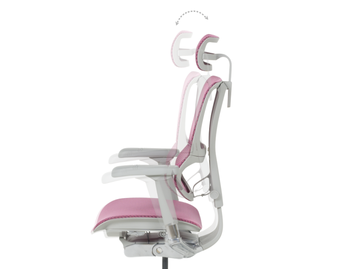 Ергономичен стол ERGOHUMAN IOO ELITE 2 - сива рамка - розов