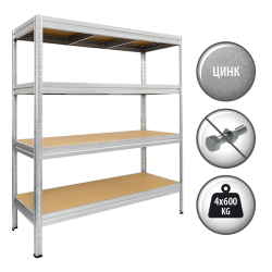 Метален стелаж Sonata Blum CR-1024 - 168x160x40 см, до 600 кг на рафт - цинк - Шкафове, Витрини, Модулни секции