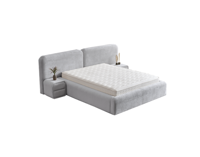 Тапицирана спалня с матрак MYKONOS 180 х 200 - сребърен AN