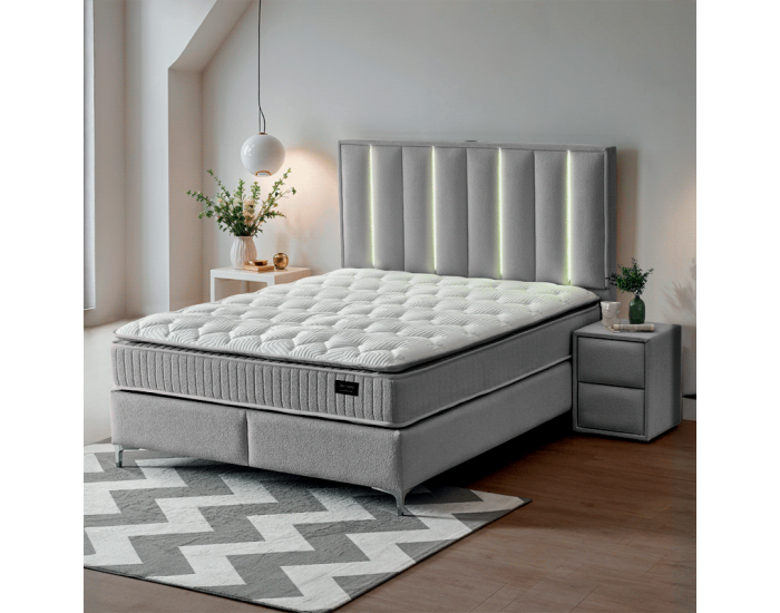 Тапицирана спалня с матрак MINI MOONLIGHT 160 х 200 - сив 620