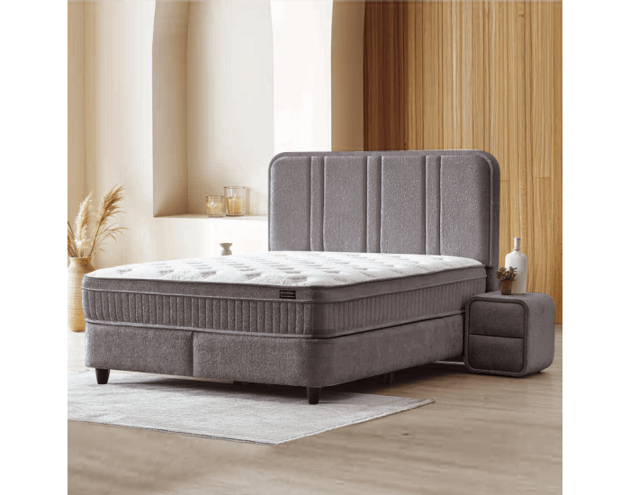 Тапицирана спалня с матрак HUGO 140 x 200 - сив 29