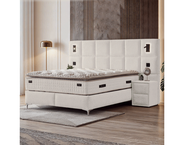 Тапицирана спалня с матрак IBIZA 160 х 200 - крем AN