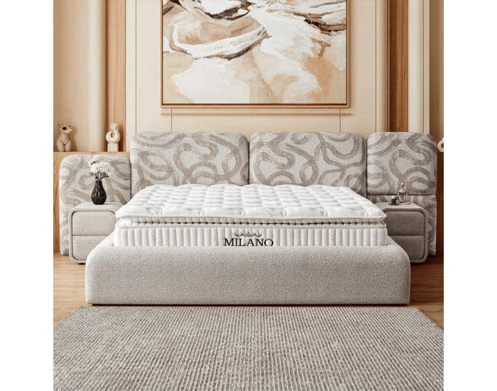 Тапицирана спалня с матрак  MILANO 160 x 200 - сив A