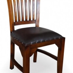 Стол EX Home модел Ankona Koja АК, махагон, естествена кожа - Трапезни столове