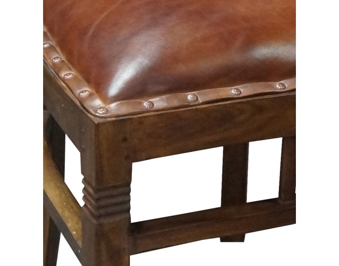 Стол EX Home модел Koja Yava, тиково дърво, естествена кожа
