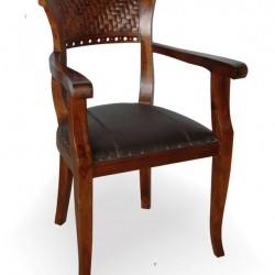 Стол с подлакътник EX Home Модел Lale, тиково дърво - Трапезни столове