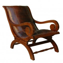 Стол EX Home модел Kolonial, тиково дърво, естествена кожа - Градински столове