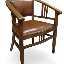 Стол EX Home модел Koja Majapahit, тиково дърво, естествена кожа - Трапезни столове
