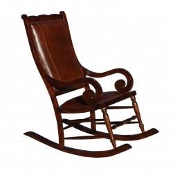 Люлеещ стол EX Home, тиково дърво, естествена кожа - Градински столове