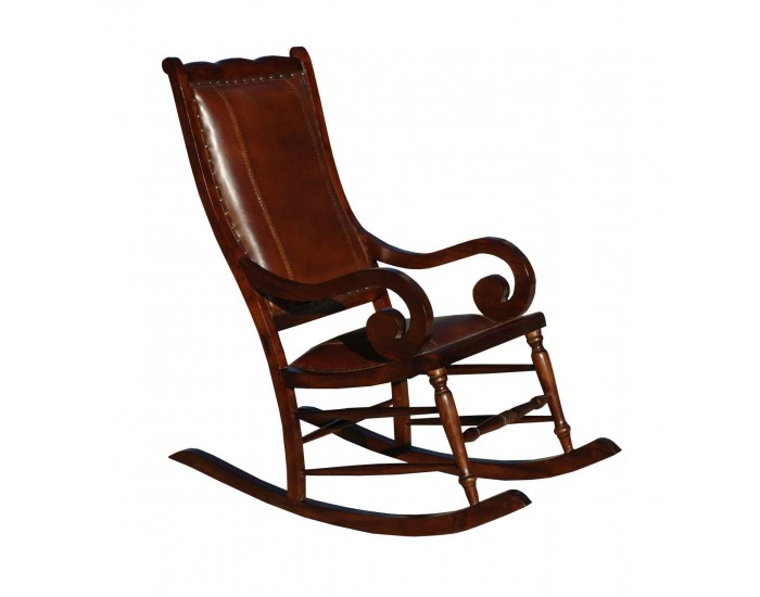 Люлеещ стол EX Home, тиково дърво, естествена кожа