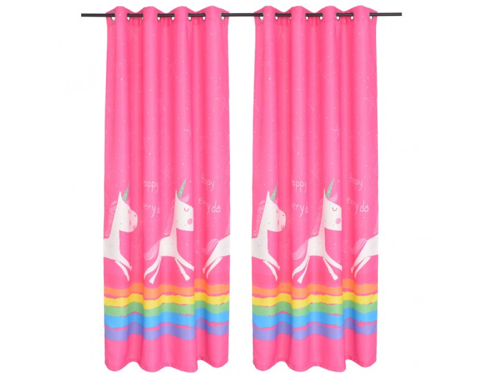 Sonata Детски пердета с принтове затъмняващи, 2 бр, 140x240 см, розови