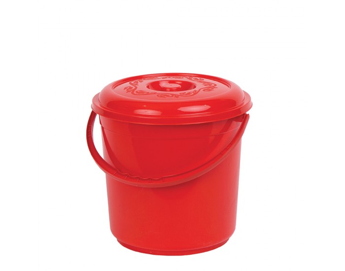 Пластмасова кофа с капак 10 литра, червена