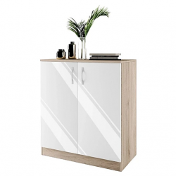 Шкаф Мебели Богдан Модел 276/ 3009, с два рафта, плавно затваряне, Арвен и бял гланц - Спалня