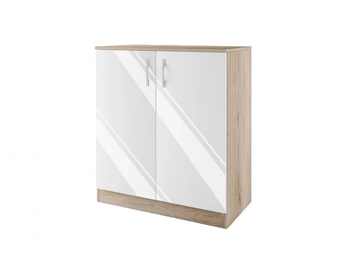 Шкаф Мебели Богдан Модел 276/ 3009, с два рафта, плавно затваряне, Арвен и бял гланц
