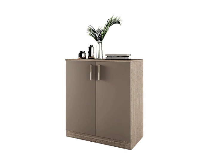 Шкаф Мебели Богдан Модел 276/ 3009, с два рафта, плавно затваряне, Арвен и бял гланц