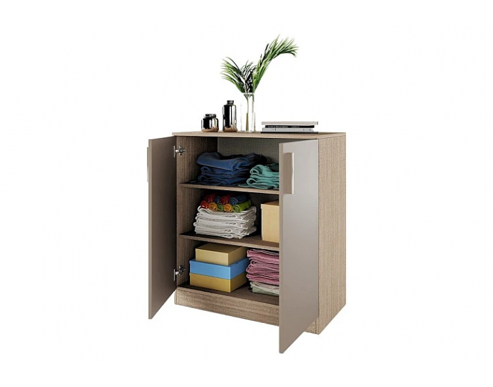 Шкаф Мебели Богдан Модел 276/ 3009, с два рафта, плавно затваряне, Арвен и бял гланц