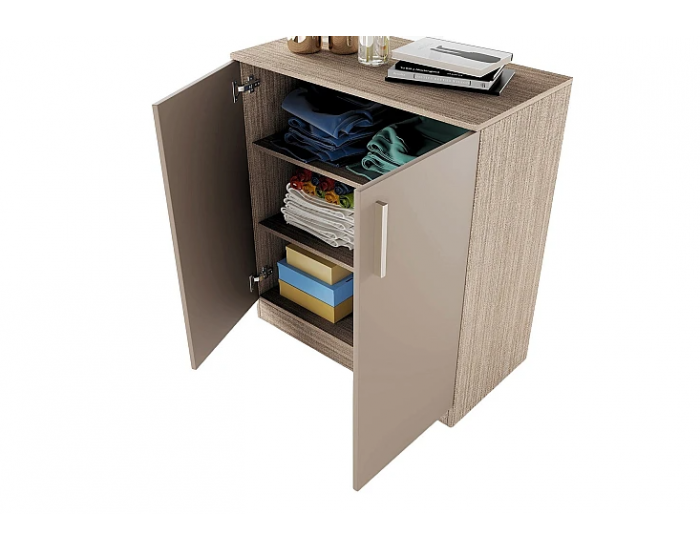 Шкаф Мебели Богдан Модел 276/ 3009, с два рафта, плавно затваряне, Арвен и бял гланц