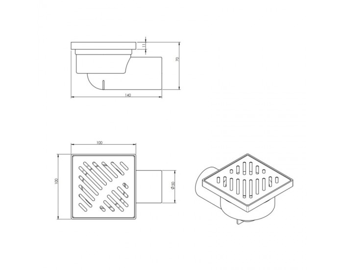 ПОДОВ СИФОН 100*100мм 6414RG РОЗОВО ЗЛАТО