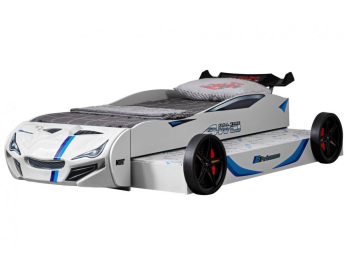 Детско Легло Кола Пилот и Навигатор, Бяло