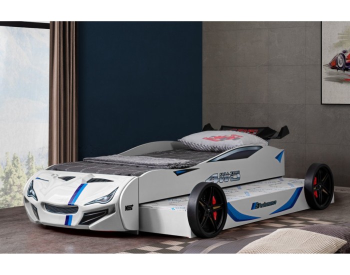 Детско Легло Кола Пилот и Навигатор, Бяло