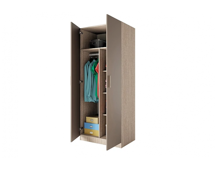Двукрилен гардероб Мебели Богдан Модел 1007, Мока/Лате