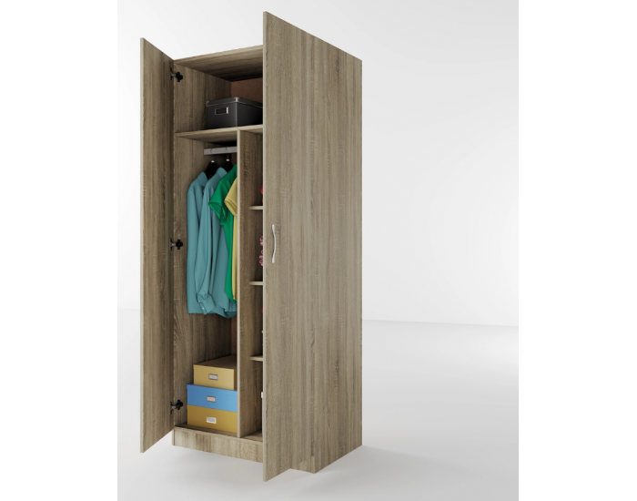 Двукрилен гардероб Мебели Богдан Модел 1007, Сонома тъмна