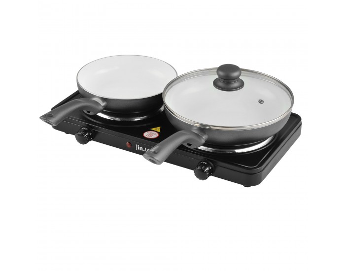 Електрически двоен котлон 1000 W + 1500 W чугунен, черен