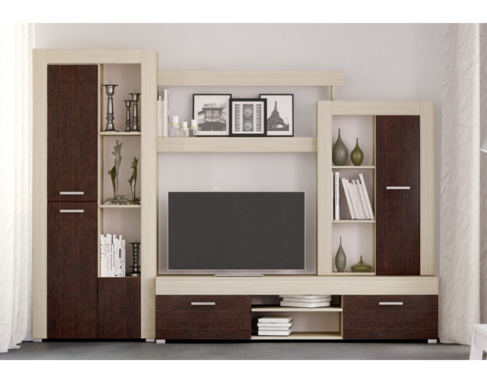 Секция Сан Марино BM с място за ТВ, бяла слива и венге Секция Сан Марино BM с място за ТВ, бяла слива и венге