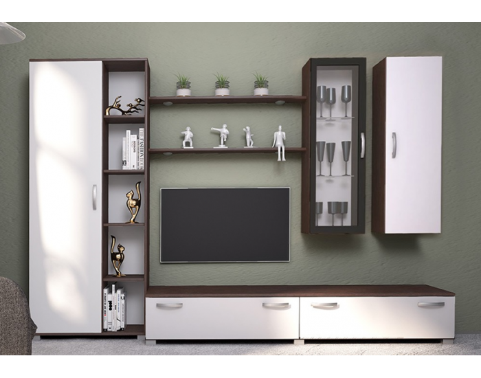 Секция Венеция BM с място за ТВ, венге и бяло Секция Венеция BM с място за ТВ, венге и бяло