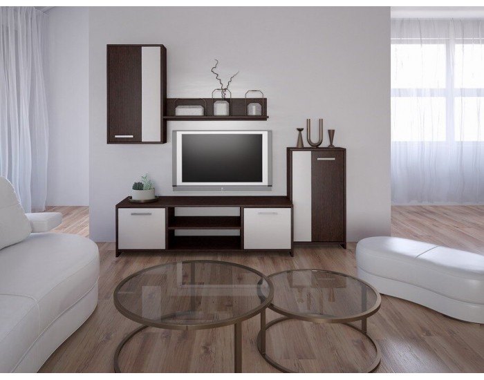 Секция Маказа BM с място за ТВ, венге и бяло Секция Маказа BM с място за ТВ, венге и бяло