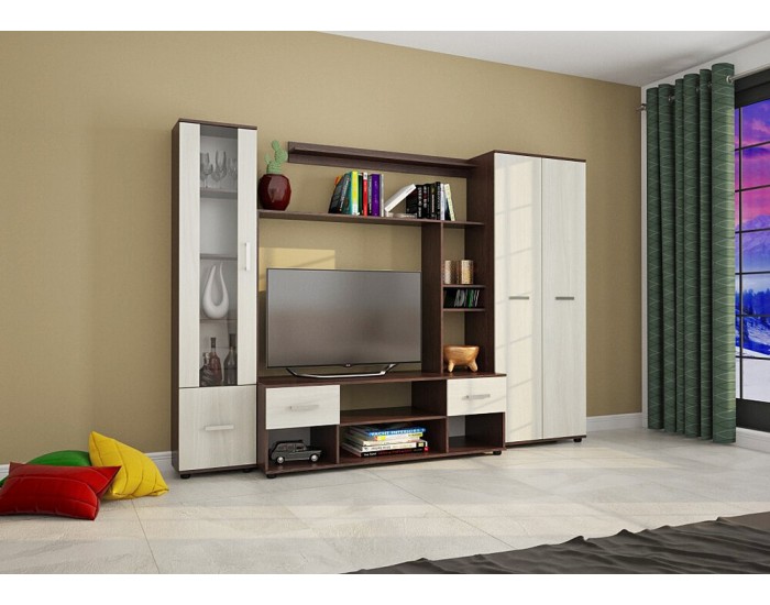 Секция Весна BM с място за ТВ, венге и бяла слива Секция Весна BM с място за ТВ, венге и бяла слива