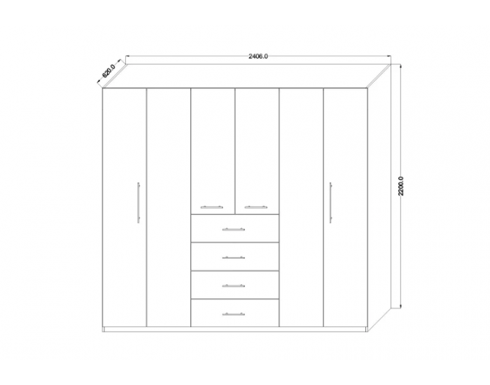Шесткрилен гардероб Мебели Богдан модел BM Амара