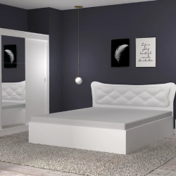 Спален комплект Данте, Бяло, с огледало - Bogdan Furniture Kom