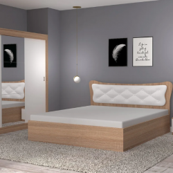 Спален комплект Данте, Сонома и бяло, с огледало - Bogdan Furniture Kom