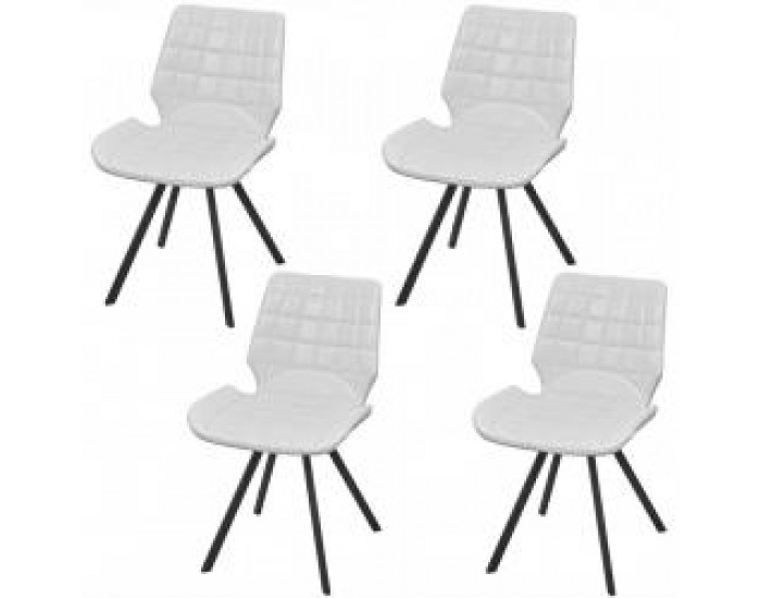 Трапезни столове, 4 бр, бели, изкуствена кожа Трапезни столове, 4 бр, бели, изкуствена кожа