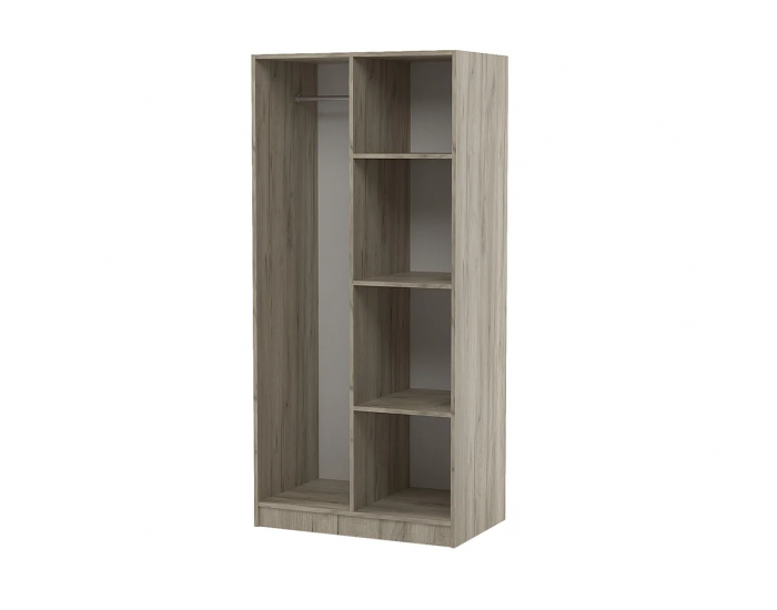 Двукрилен гардероб Топ 2 Б (ЛОСТ И РАФТОВЕ), Дъб крафт Сив Двукрилен гардероб Топ 2 Б (ЛОСТ И РАФТОВЕ), Дъб крафт Сив