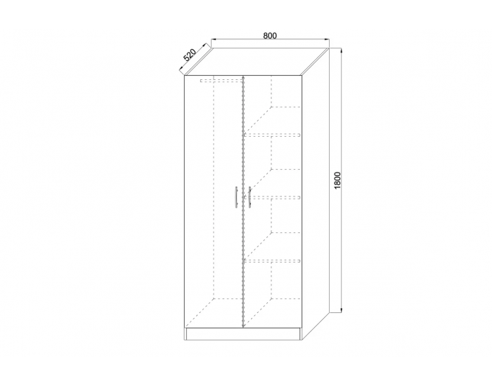 Двукрилен гардероб Топ 2 Б (ЛОСТ И РАФТОВЕ), Дъб крафт Сив Двукрилен гардероб Топ 2 Б (ЛОСТ И РАФТОВЕ), Дъб крафт Сив
