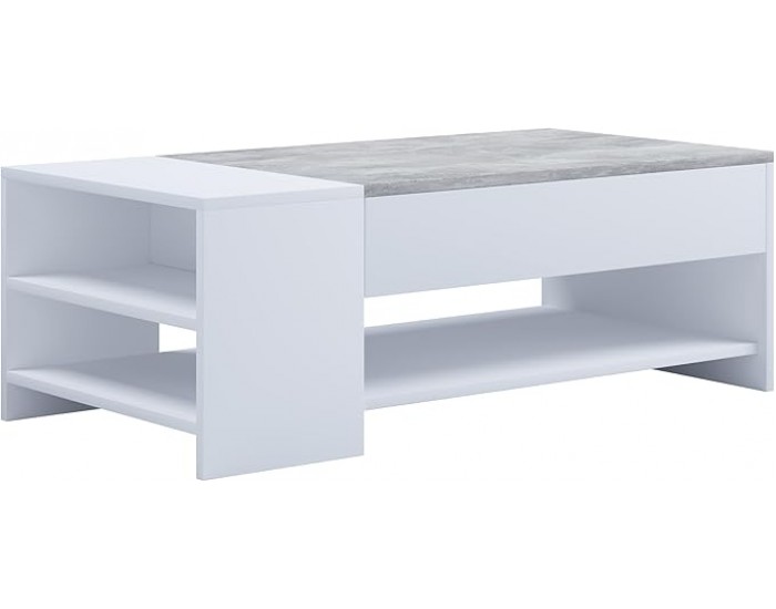 Холна маса с чекмедже ТИНДУС, Бяло и бетон Холна маса с чекмедже ТИНДУС, Бяло и бетон