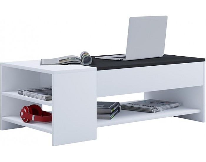 Холна маса с чекмедже ТИНДУС, Бяло и черно Холна маса с чекмедже ТИНДУС, Бяло и черно