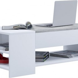 Холна маса с чекмедже ТИНДУС, Бяло и бетон Холна маса с чекмедже ТИНДУС, Бяло и бетон - Маси