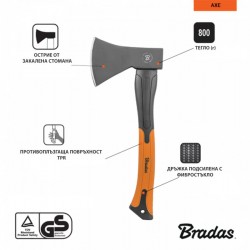 Брадва Bradas KT- SF1080, 800g с  дръжка от фибростъкло - Bradas