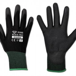 Ръкавици Bradas PURE BLACK PRO PU полиуретанови с PVC точки, размер 9 - Градина